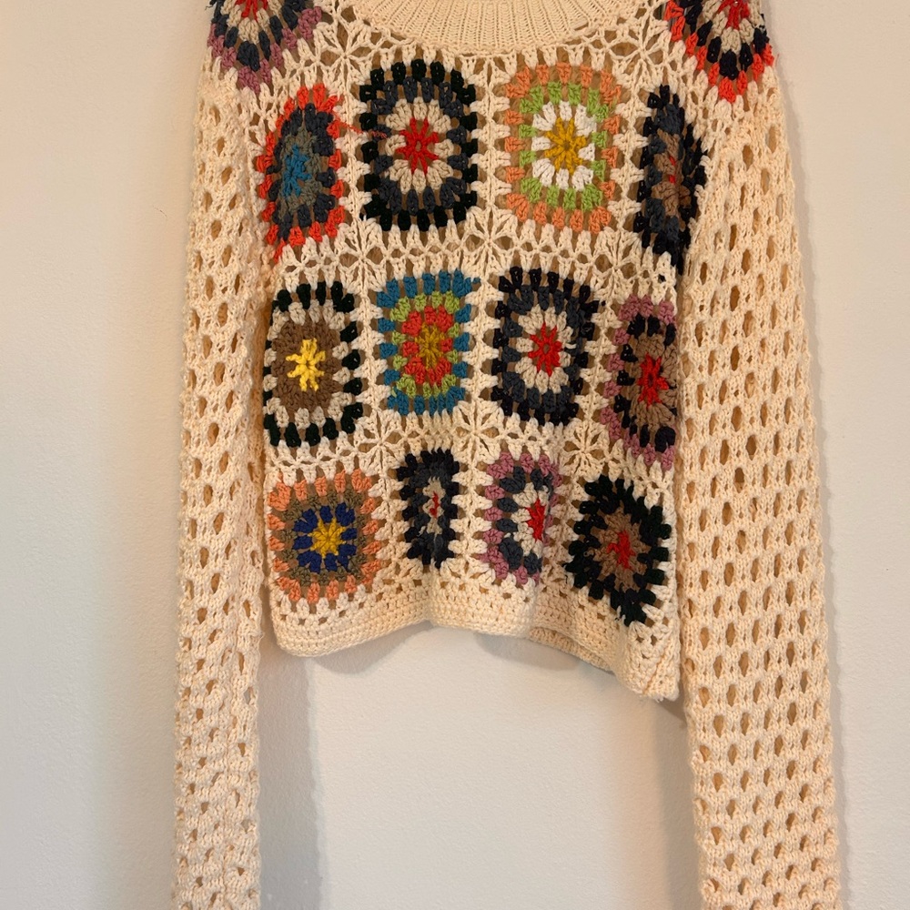 Colorful Crochet Knit Sweater